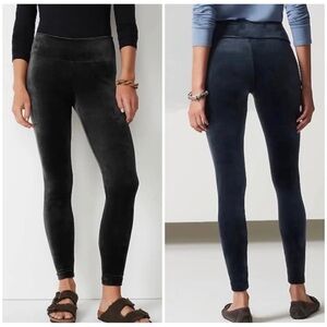 Pure Jill Womens Sz S Black Stretch Velour Pull On Elastic Waist Skinny Leggings